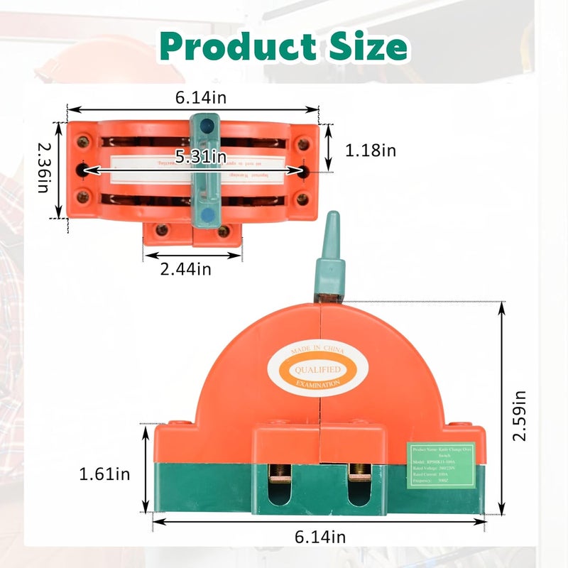 Onseeda Disconnect Knife Switch Double Throw,32A 220V 2 Pole Safety Two-Way Double-Switching Switch - Image 3